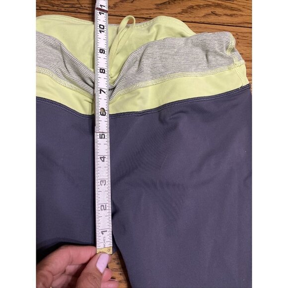 LULULEMON Leggings Sz 10 Lululemon Run Inspire Crop II Soot Quilt Gray/yellow - Picture 4 of 6